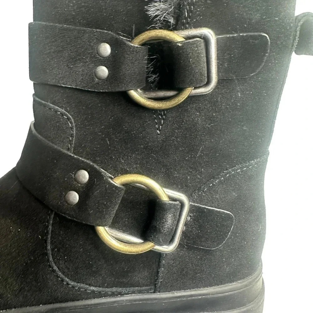 J/Slides Women's NELLY Black Waterproof Suede. Sz: 7.5